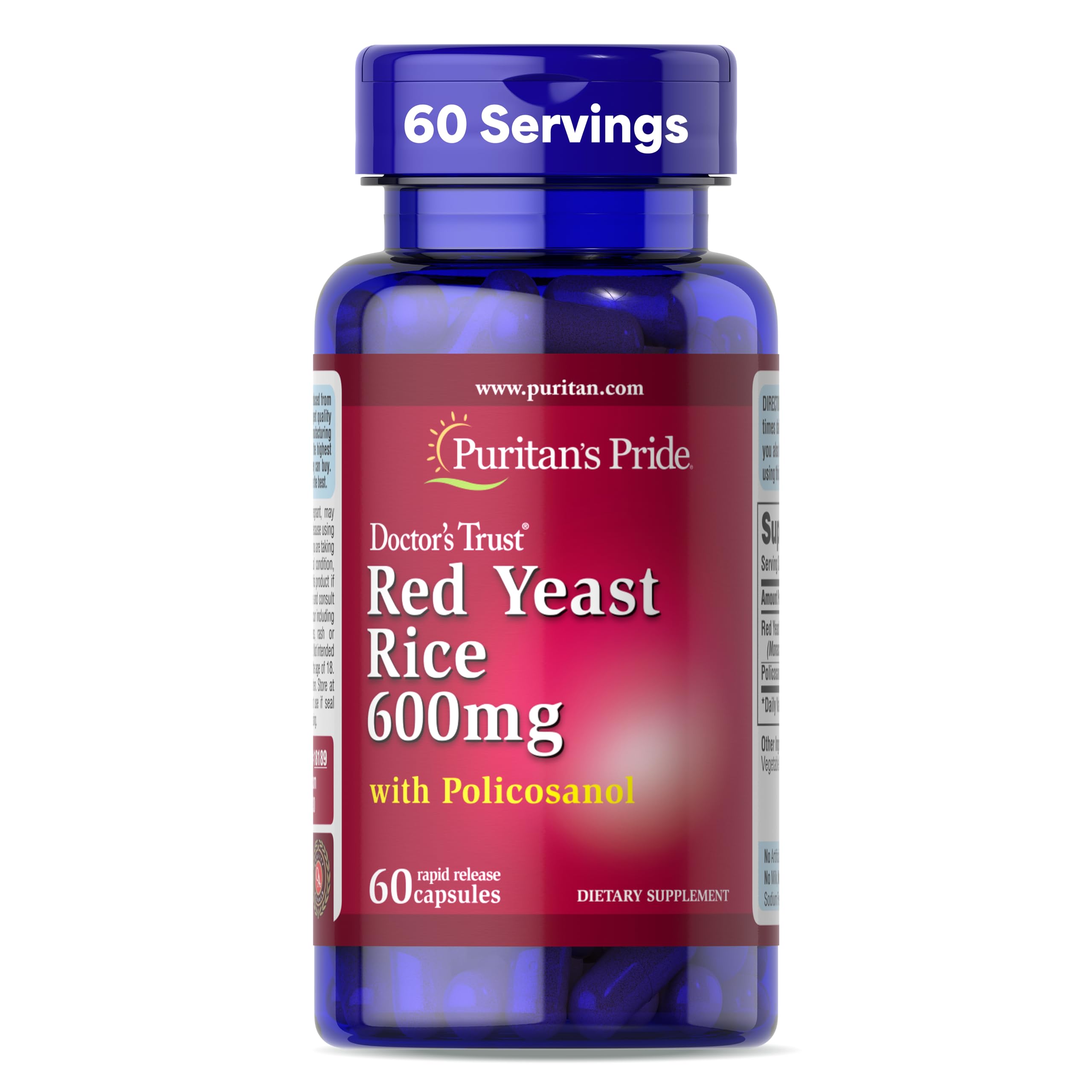 Puritans Pride Red Yeast Rice with Policosanol bottle labeled 60mg