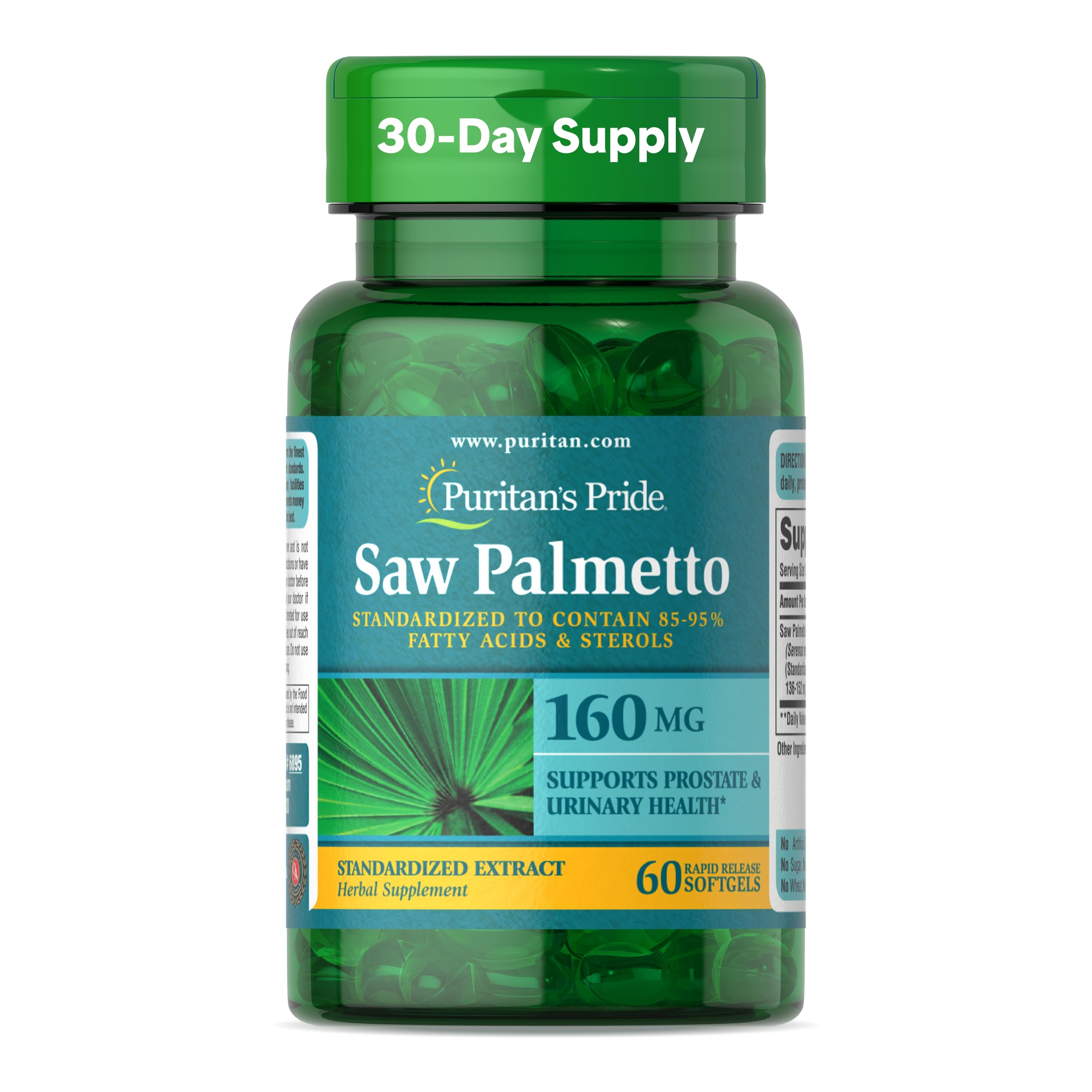 Puritan's Pride Saw Palmetto 160mg rapid-release capsules bottle
