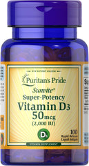 Puritan's Pride Sunvite Vitamin D3 2000IU bottle and label