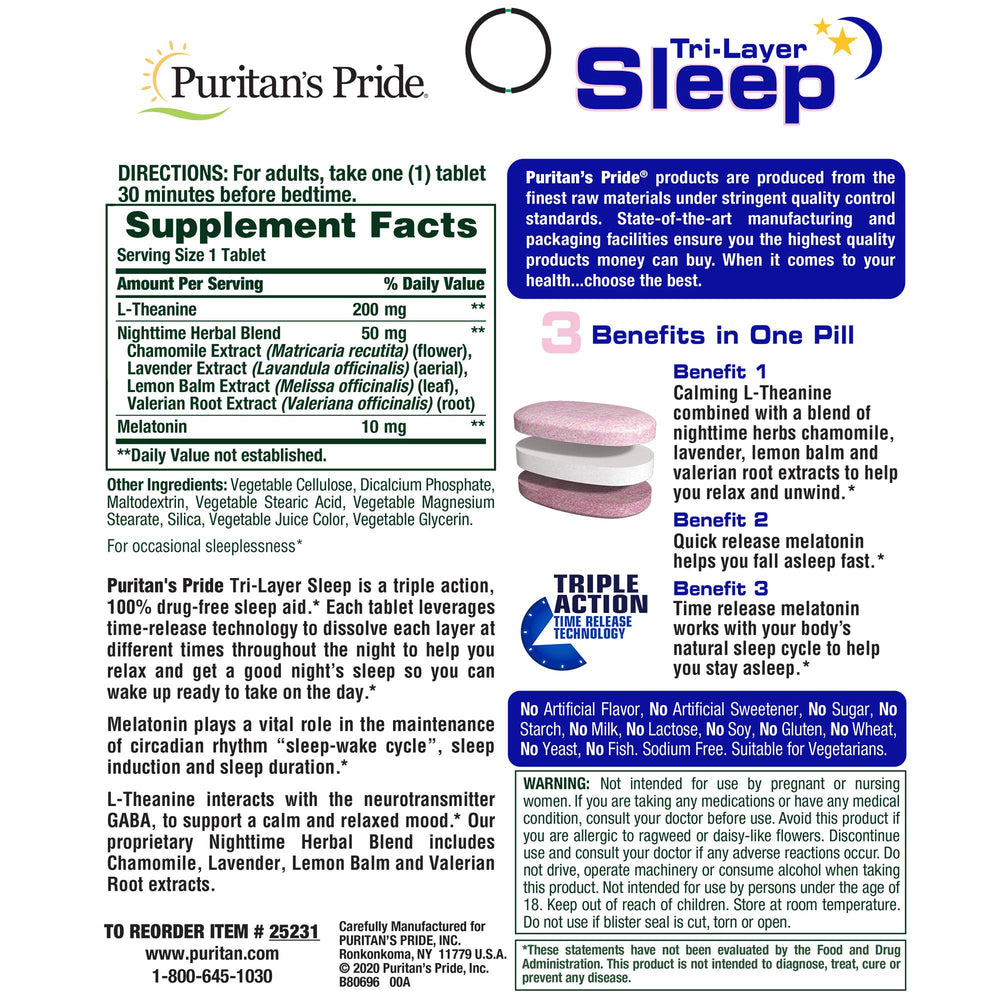 Close-up of tri-layered sleep formula label
