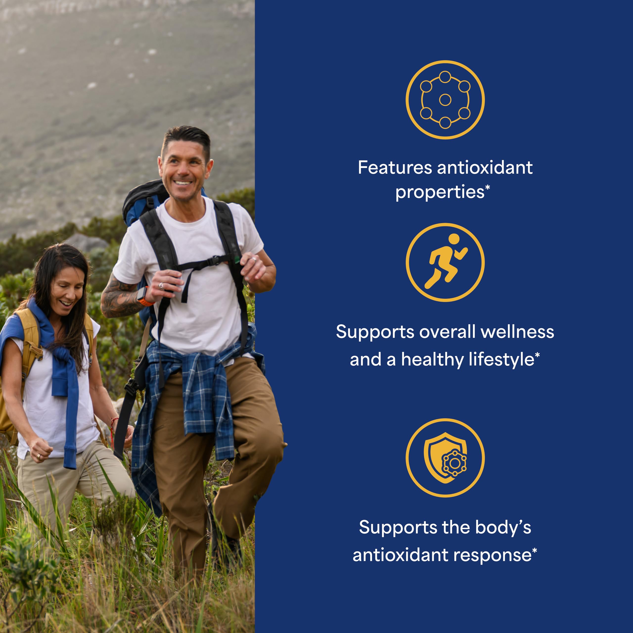 Open bottle showing 120 rapid-release capsules