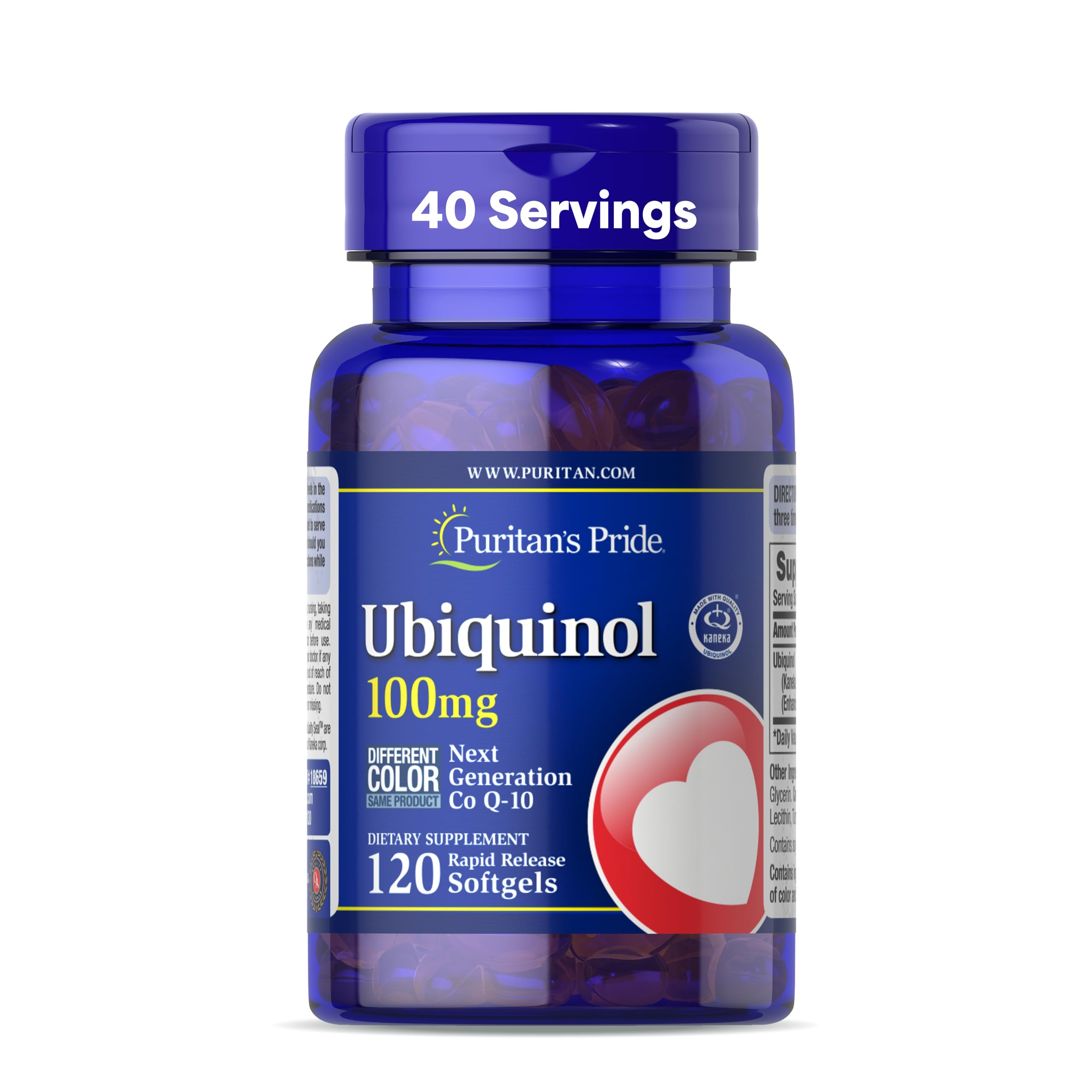 Puritan's Pride Ubiquinol CoQ10 bottle label