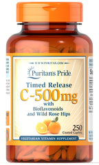 Puritan's Pride Vitamin C 500 mg with Rose Hips Caplets, 250 Count bottle