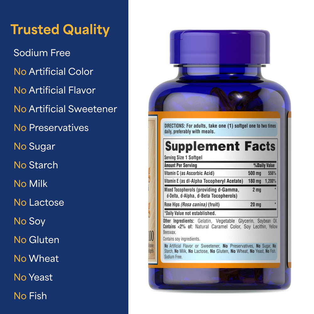 Vitamin E 400 IU dosage information on bottle label