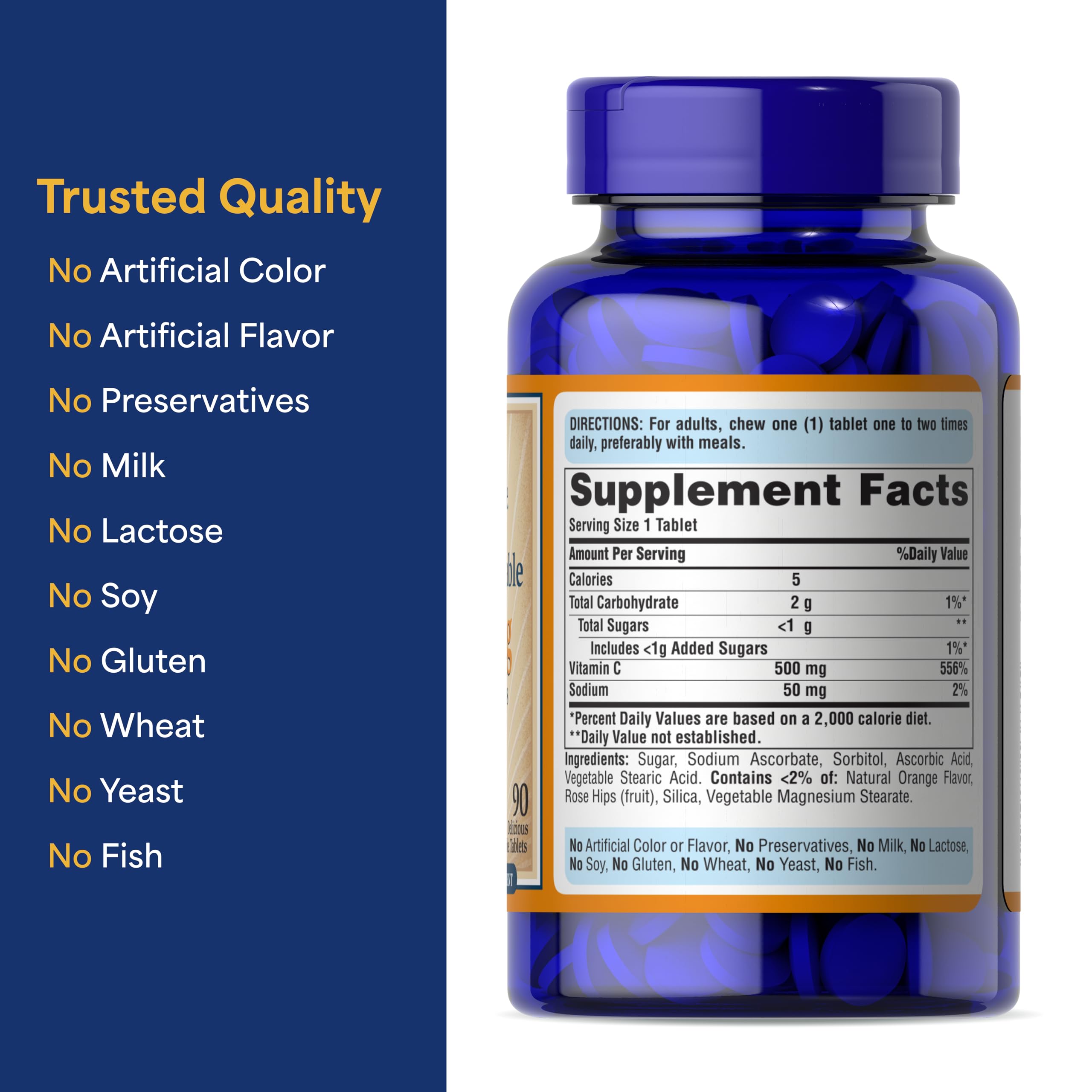 Puritan's Pride Vitamin C bottle packaging on white background