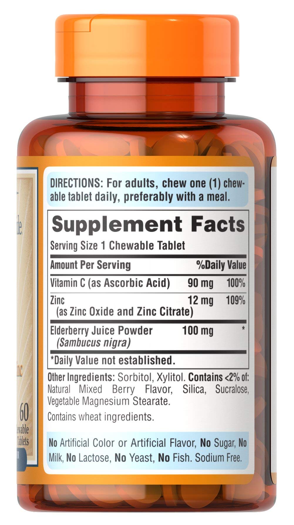 Berry-flavored immune support chewables with elderberry and zinc