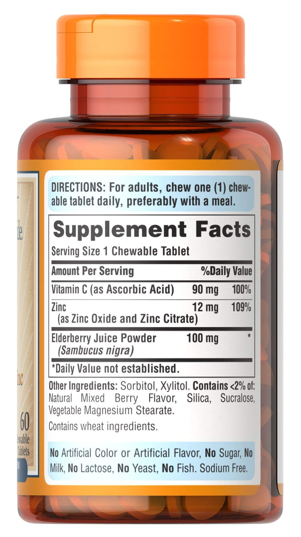 Berry-flavored immune support chewables with elderberry and zinc