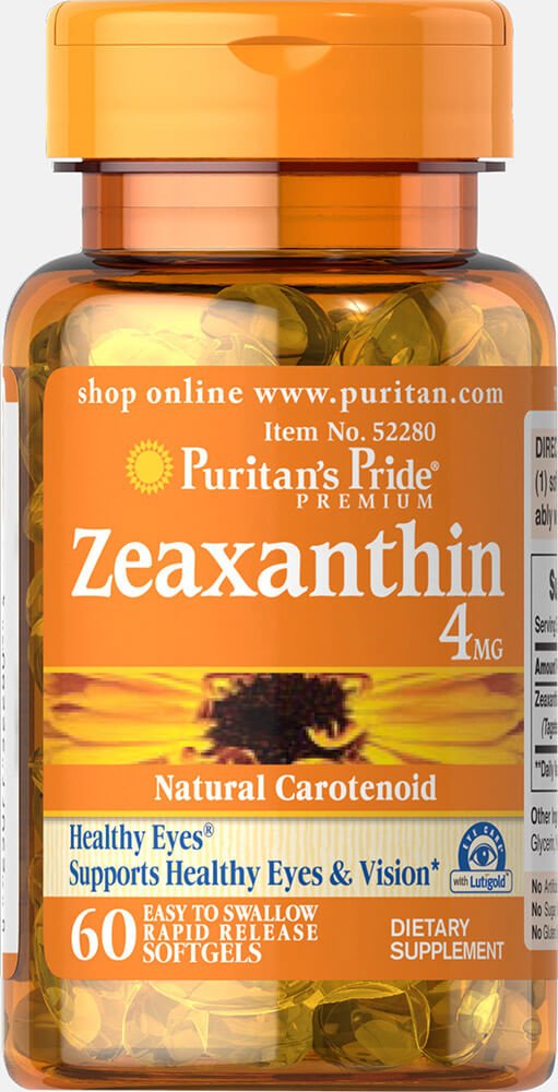 Puritan's Pride Zeaxanthin 4 mg Softgels bottle - 60-count