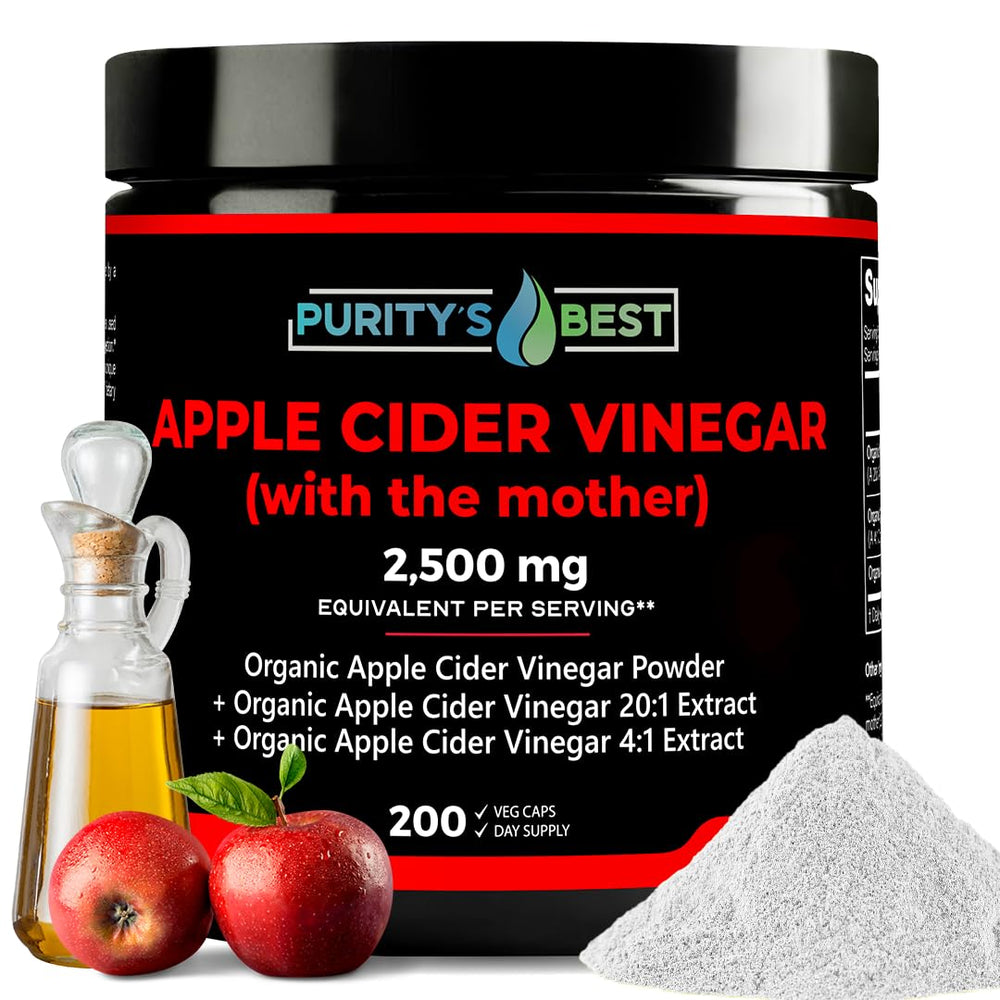 Bottle of Purity Apple Cider Vinegar Capsules with The Mother – 200 vegan capsules