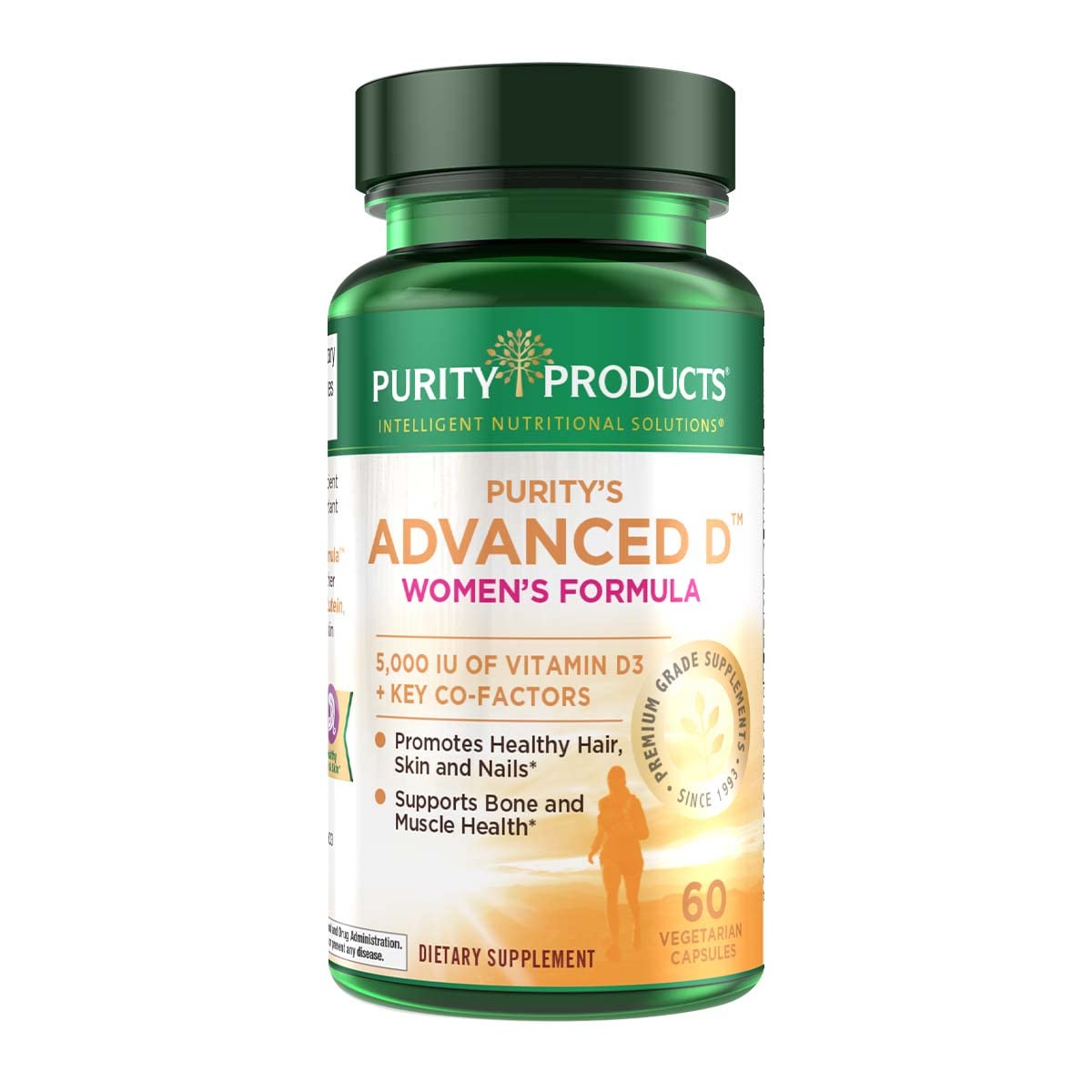 Bottle of Purity Products Dr. Cannell's Advanced D Women's Formula with 60 vegetarian capsules