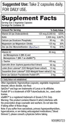 Close-up of bottle label showing Vitamin D3 5,000 IU and FloraGLO Lutein 10 mg