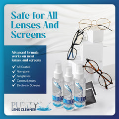 Purity Eyeglass Lens Cleaner Kit showing three 1oz bottles