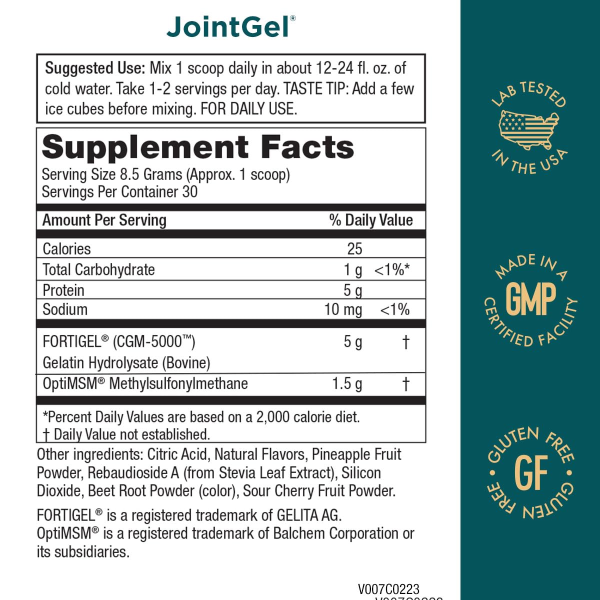 JointGel Berry Powder canister with label detail