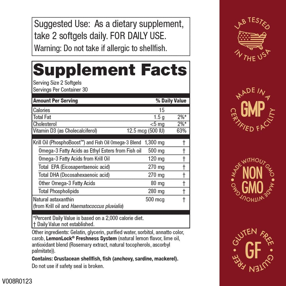 Purity Krill Omega 50+ bottle label close-up