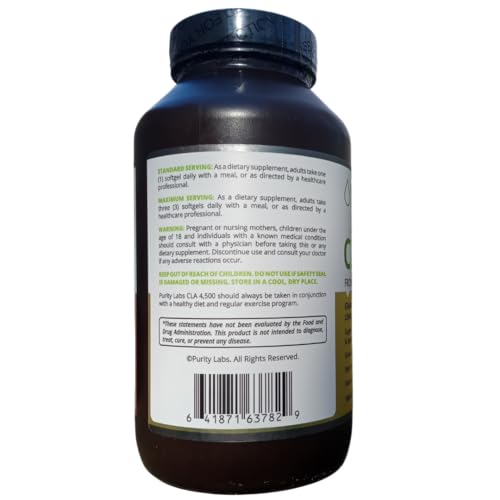 Ingredients and labeling for Purity Labs CLA 4500MG