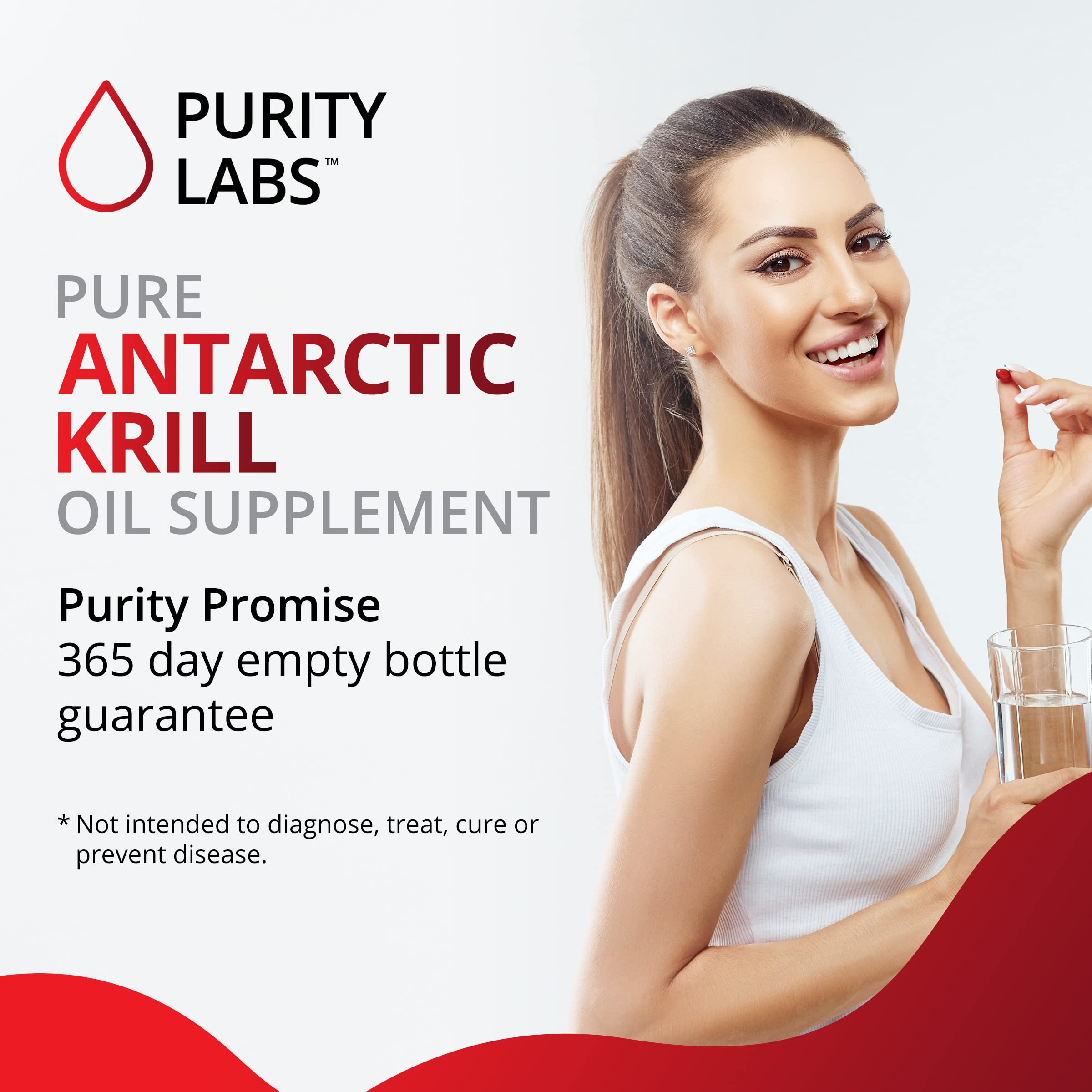 Nutrition facts panel on Purity Labs Krill Oil bottle