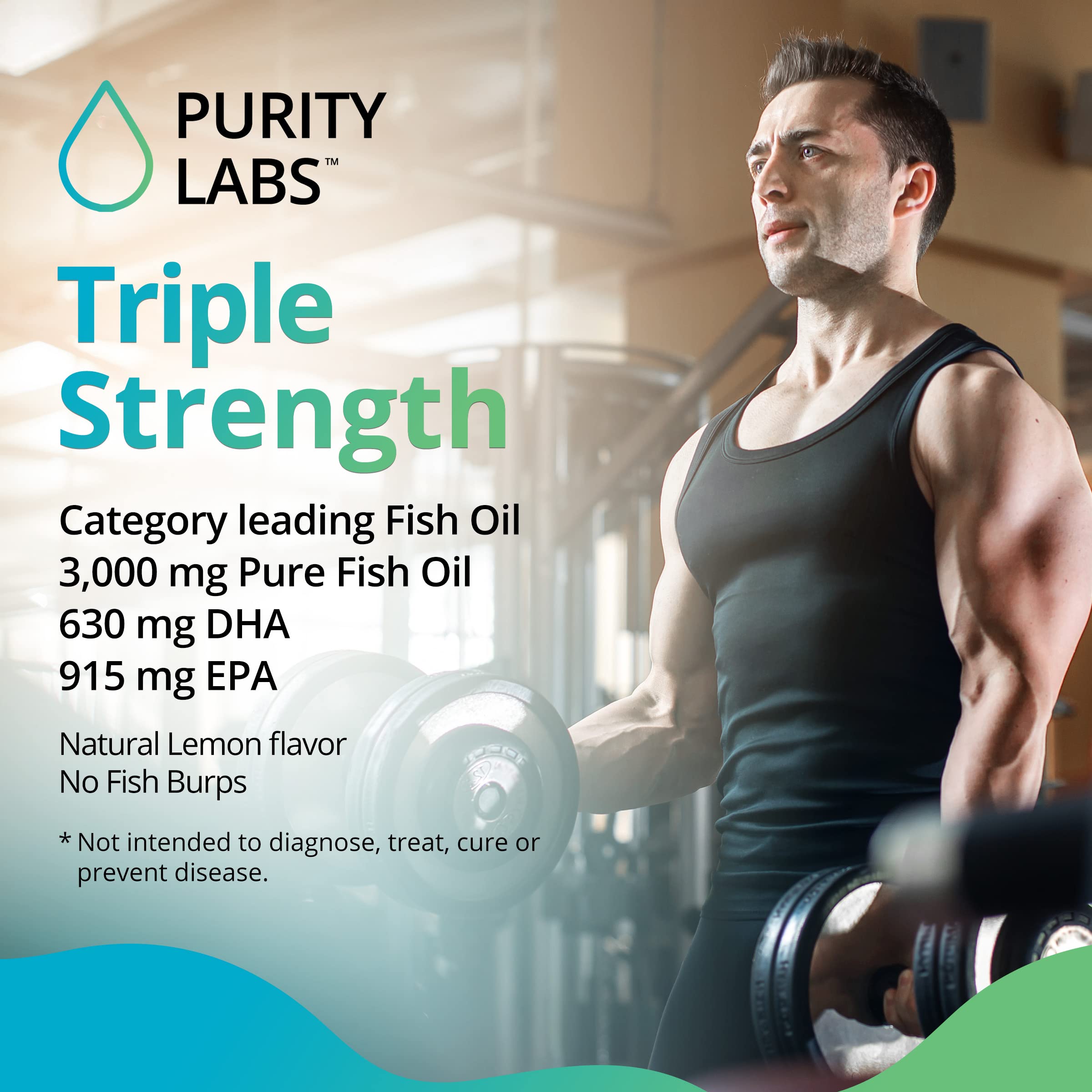 Purity Labs Omega-3 3000mg bottle side view