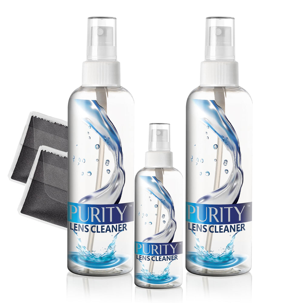 Purity Eyeglass Lens Cleaner Kit with two 8oz bottles and one 2oz spray bottle