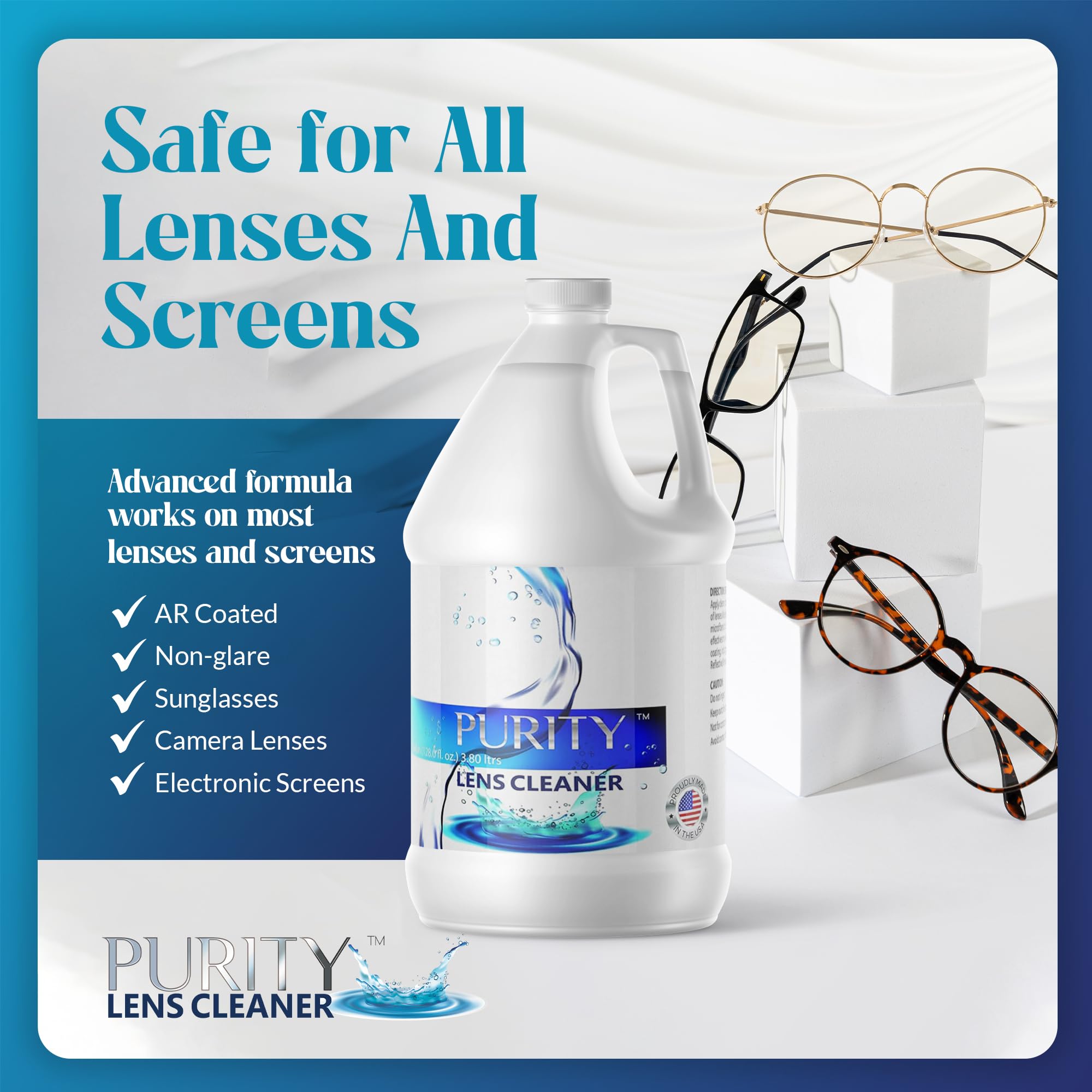 Streak-free cleaning for eyeglasses and screens