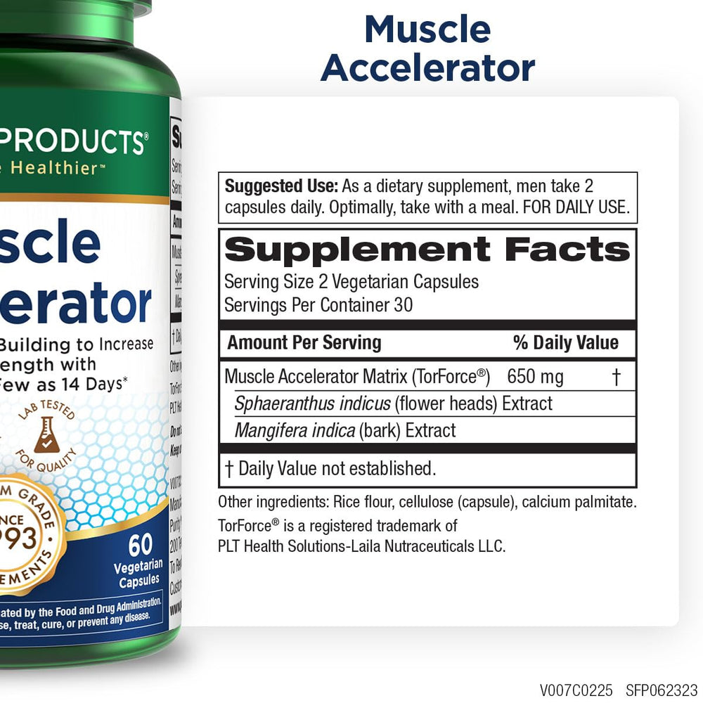 Close-up of Purity Muscle Accelerator capsule showing 650 mg
