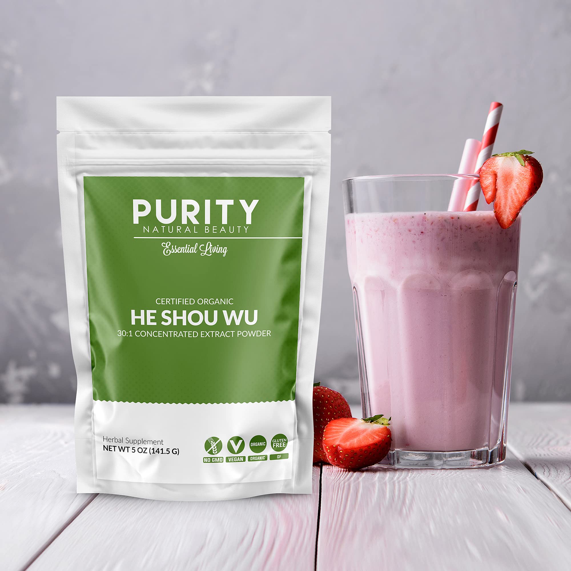Certified organic He Shou Wu packaging label