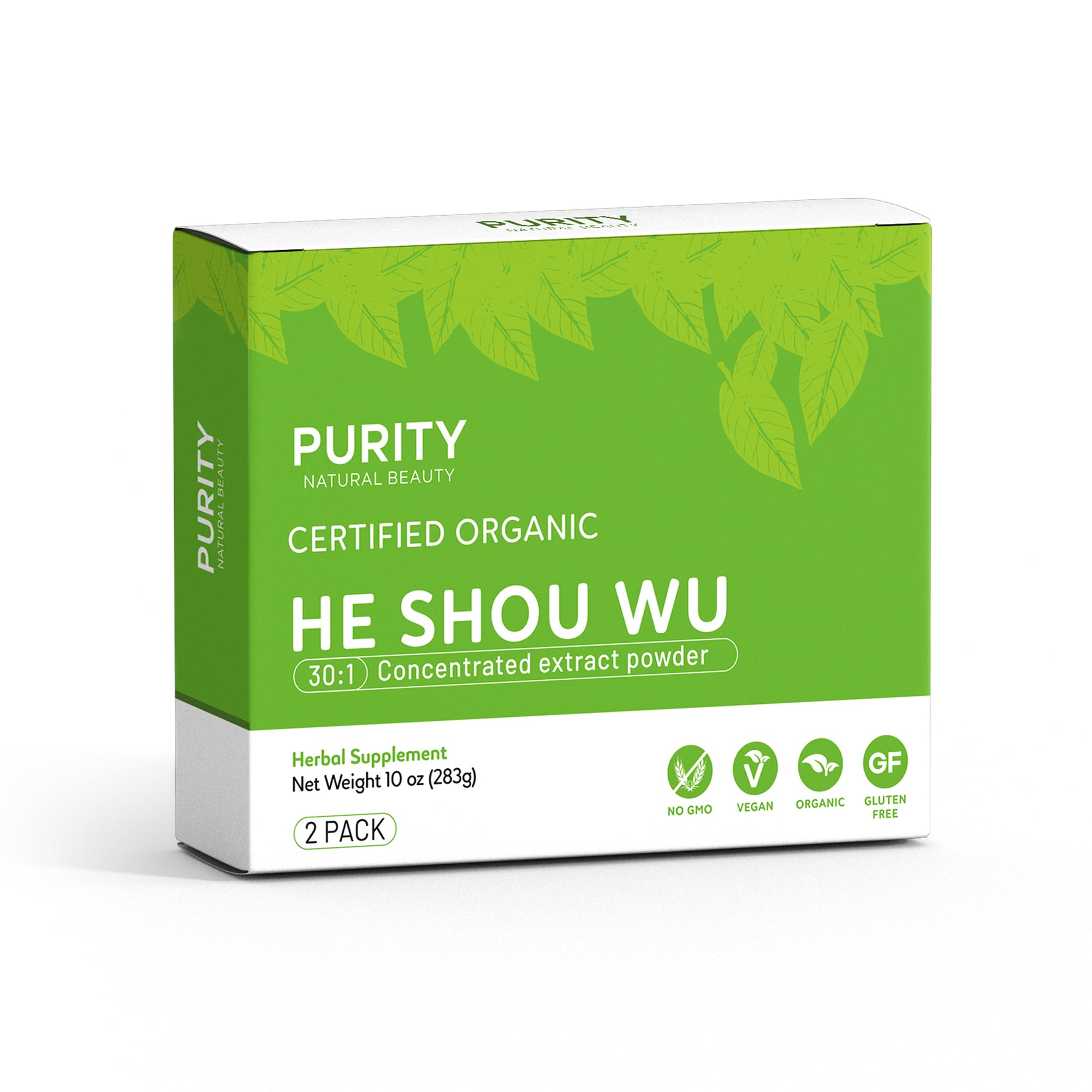 Complete packaging view of Purity Natural Beauty He Shou Wu