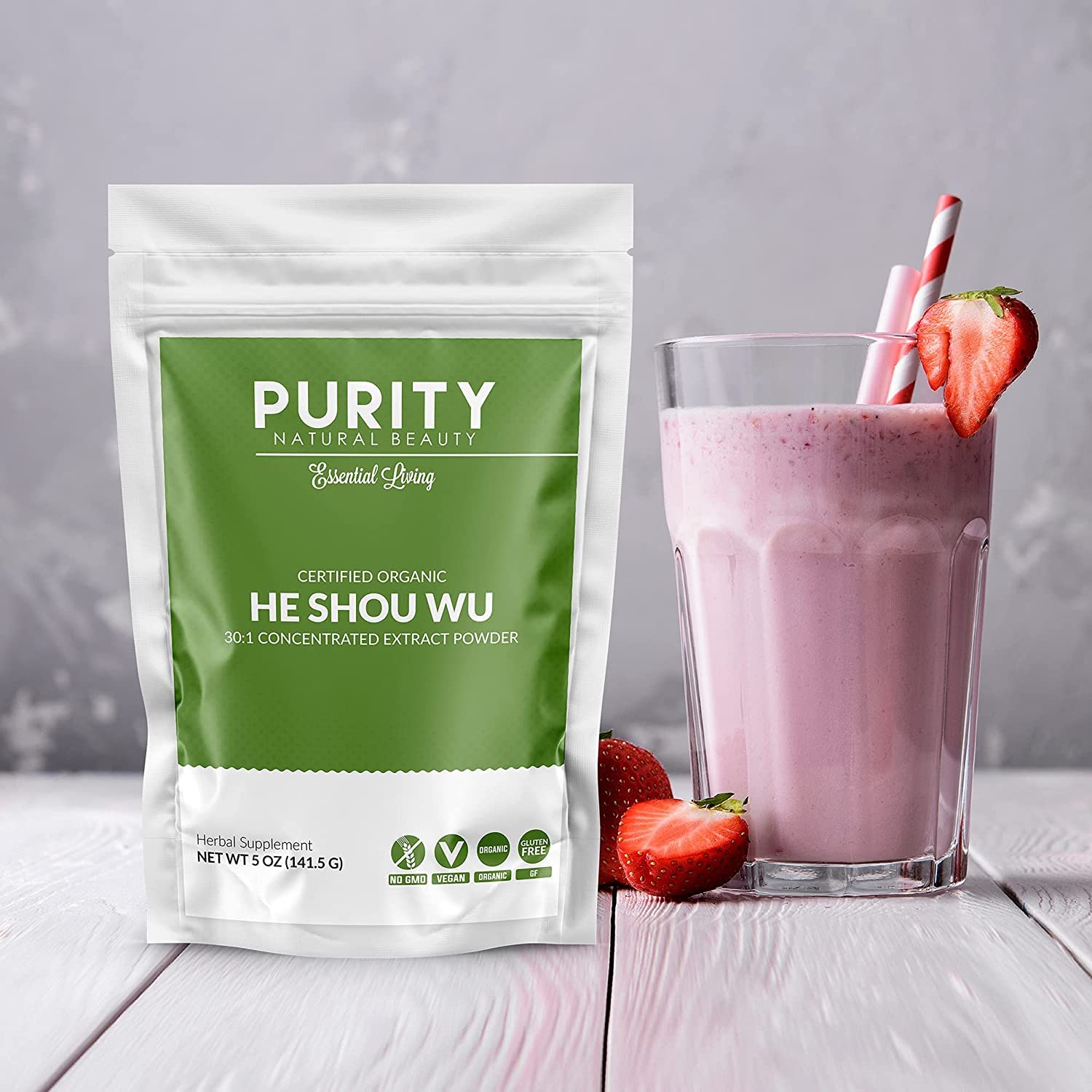 5oz jar of Purity Natural Beauty organic He Shou Wu powder