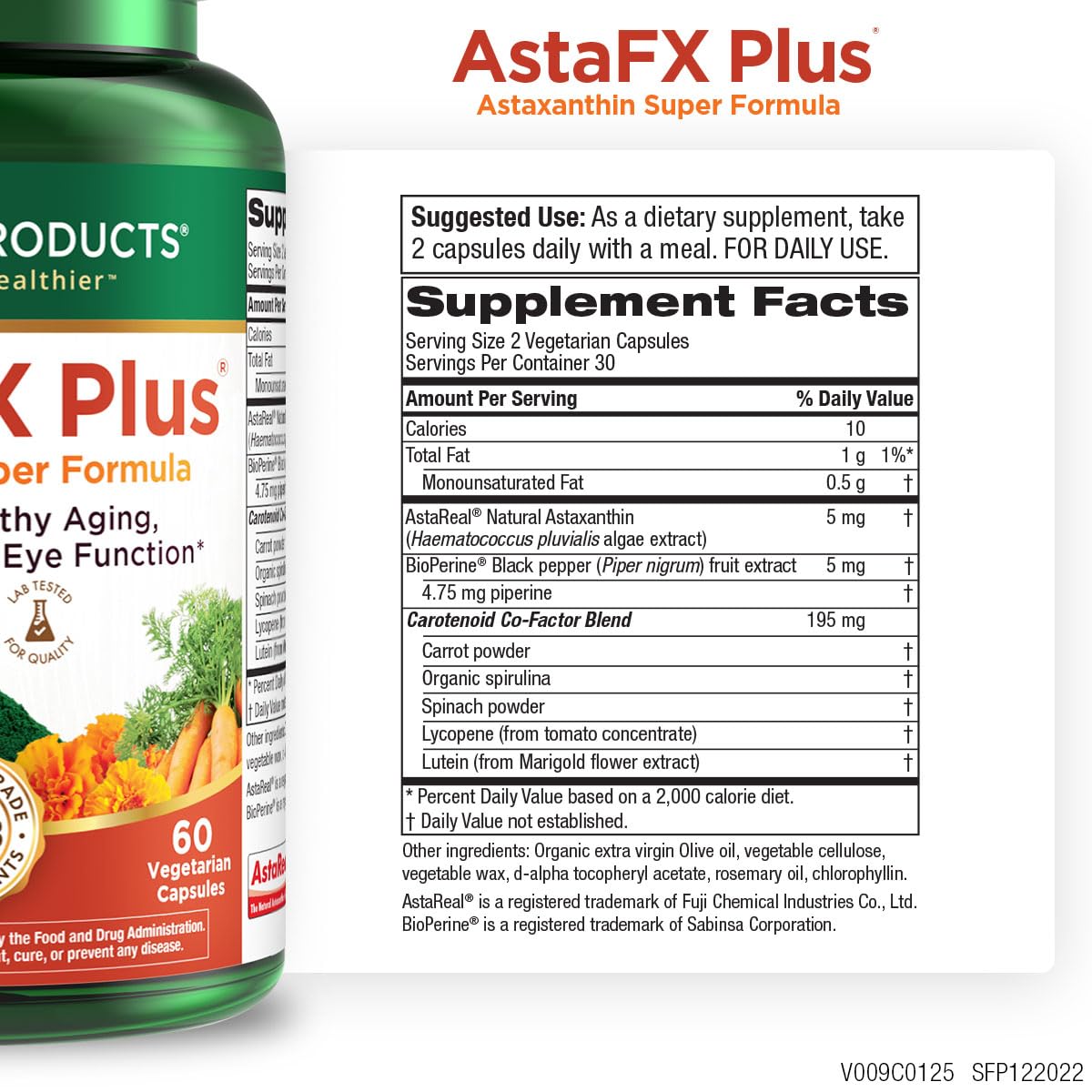Purity Products AstaFX Plus capsule imagery emphasizes powerful astaxanthin formula for visual health.