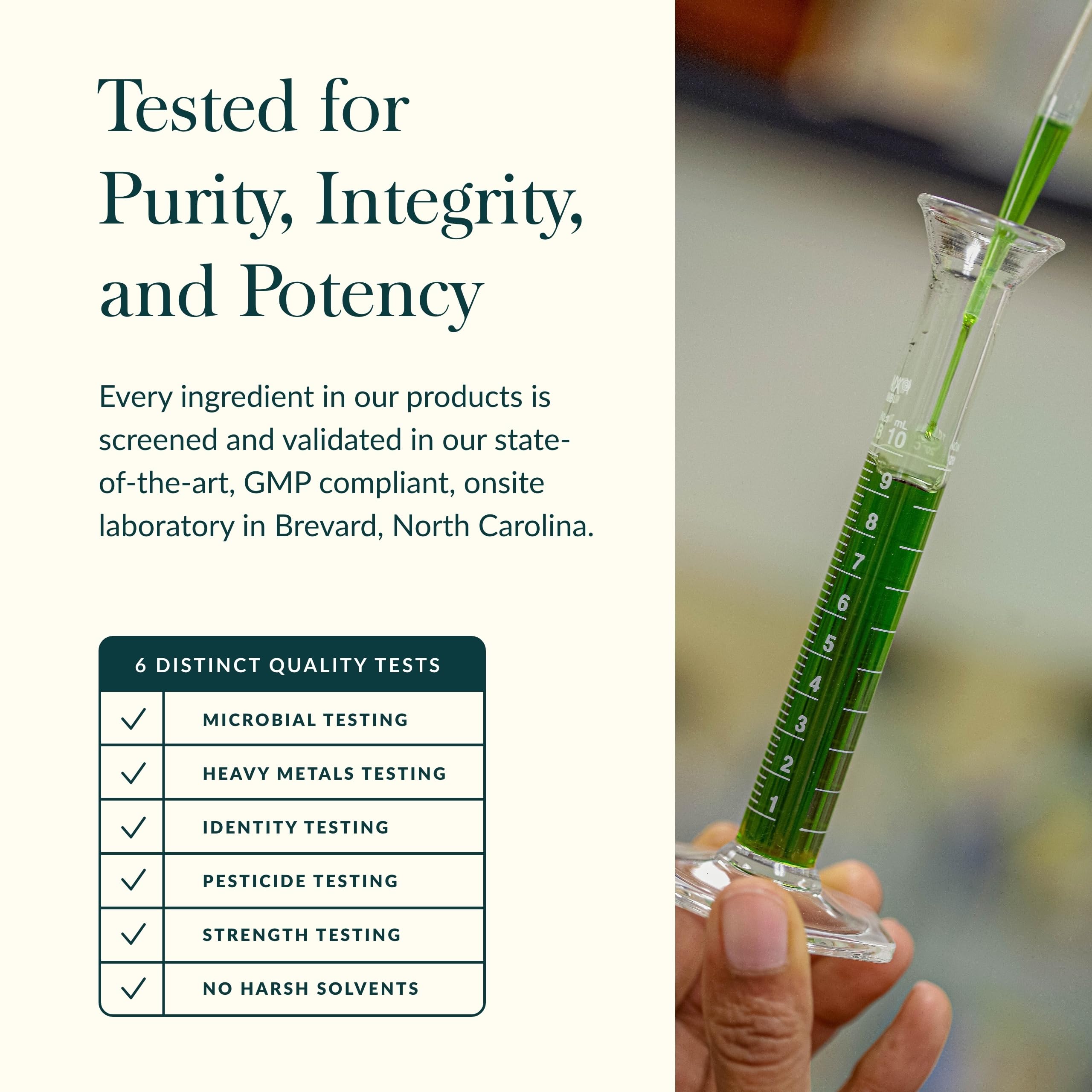 Purity-tested label on Bacopa bottle