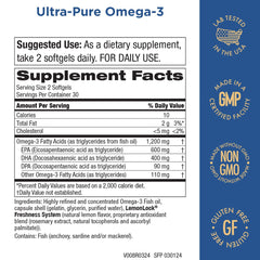 Close-up of Purity Ultra-Pure Omega-3 label