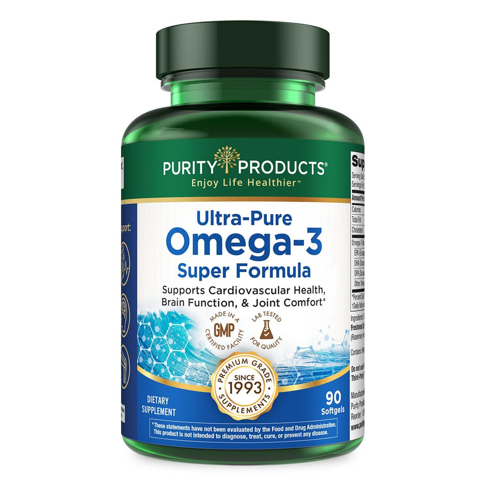 Purity Ultra-Pure Omega-3 Softgels bottle front