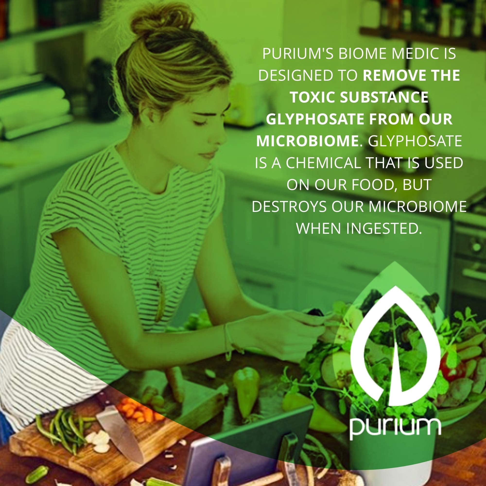 Close-up of Purium Biome Medic label on bottle