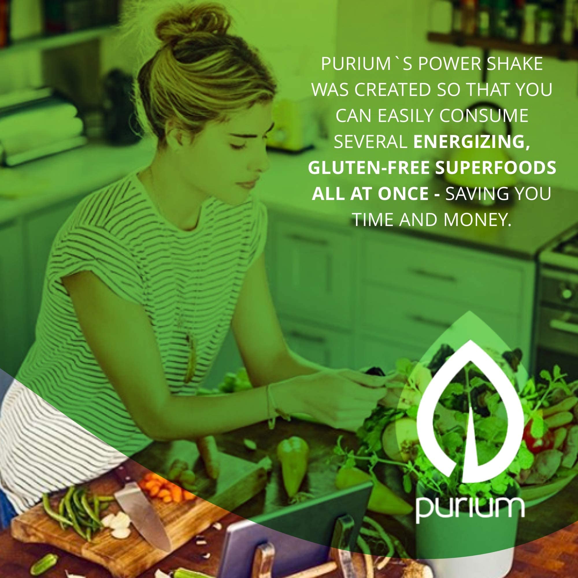 Purium Power Shake Unflavored 1065g back label