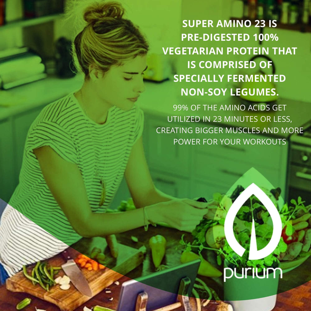 Close-up of Purium Super Amino 23-150 vegan tablets