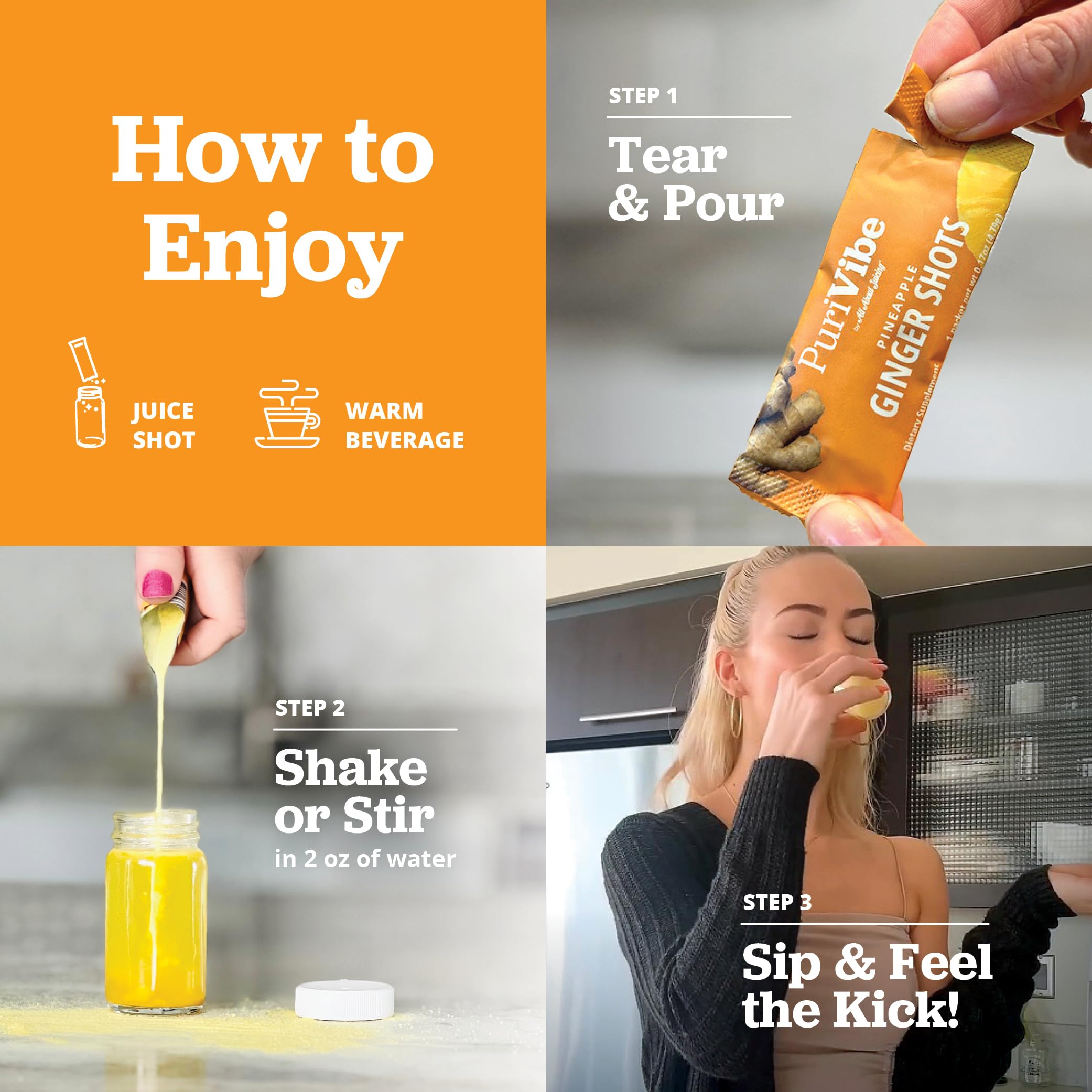 PuriVibe sticks with fresh ginger and pineapple nearby