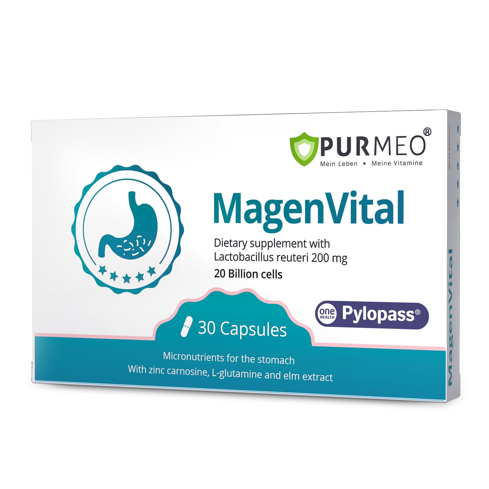 Purmeo 5-in-1 H pylori probiotics packaging