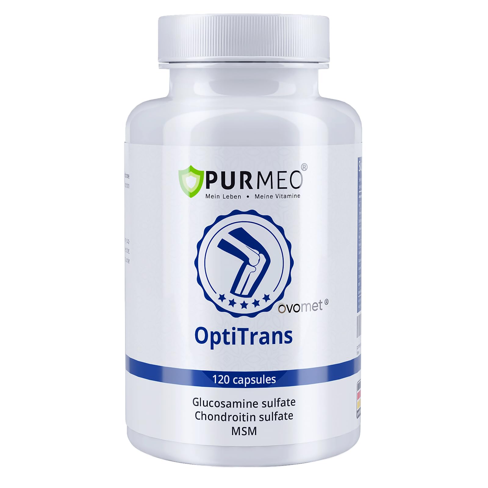 Purmeo OVOMET Eggshell Membrane joint supplement bottle with capsules