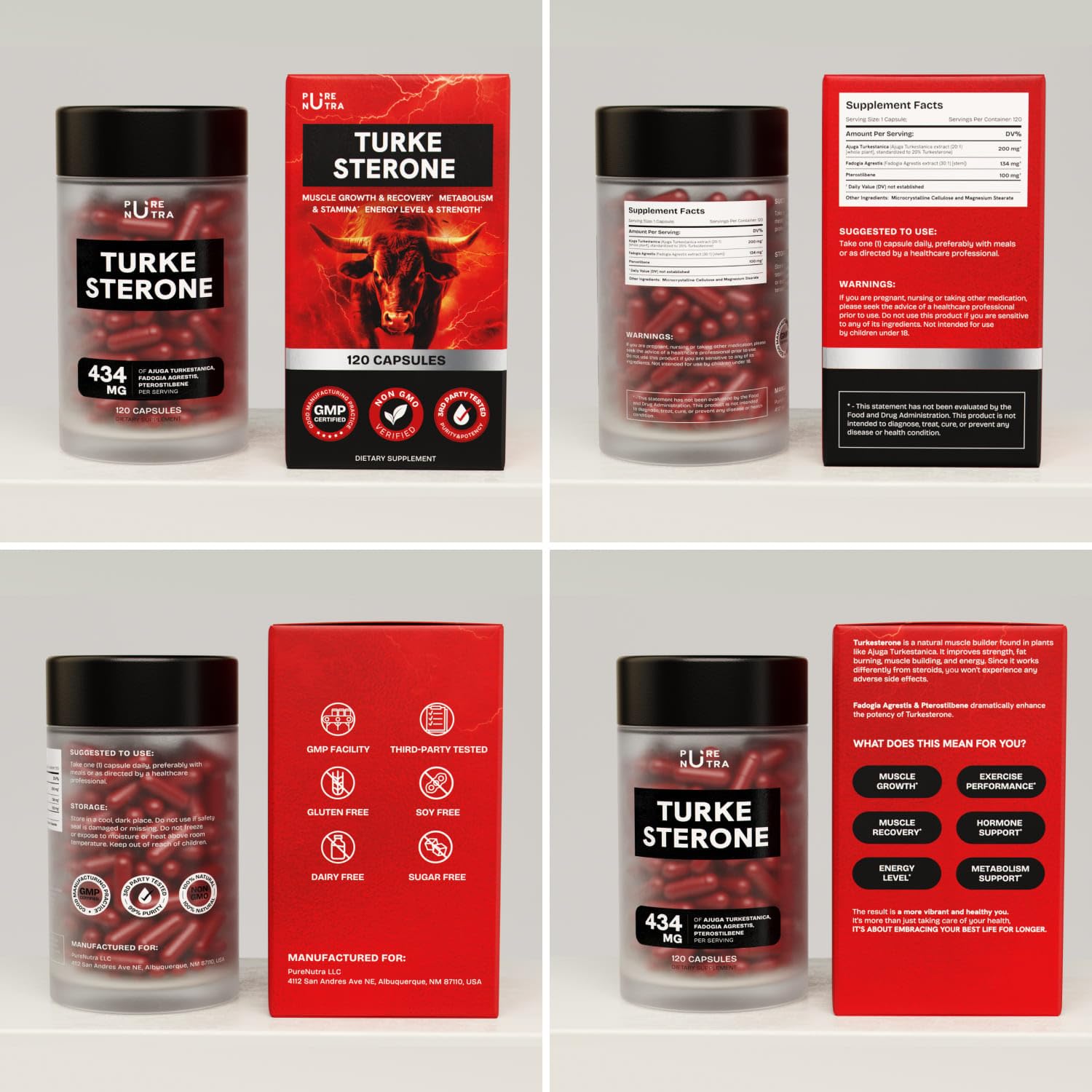 PureNutra Turkesterone daily use ritual on table promotes easy routine.