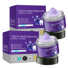 Purple teeth restoration mineral powder bottle - front view