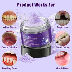 Purple teeth restoration mineral powder bottle - side view