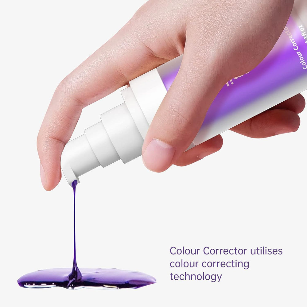 Close-up of foam from purple whitening toothpaste