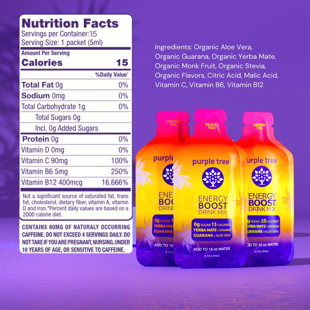 Open energy stick packaging with individual packets