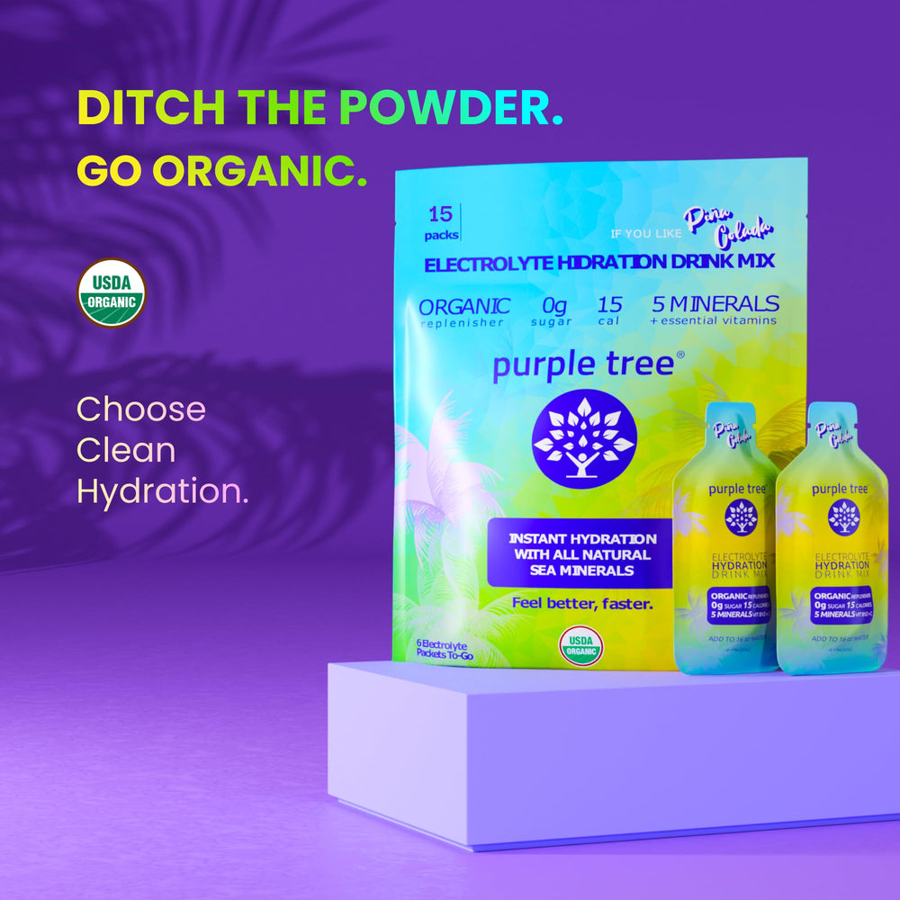 Purple Tree liquid electrolyte sticks dissolve instantly for fast, smooth hydration.