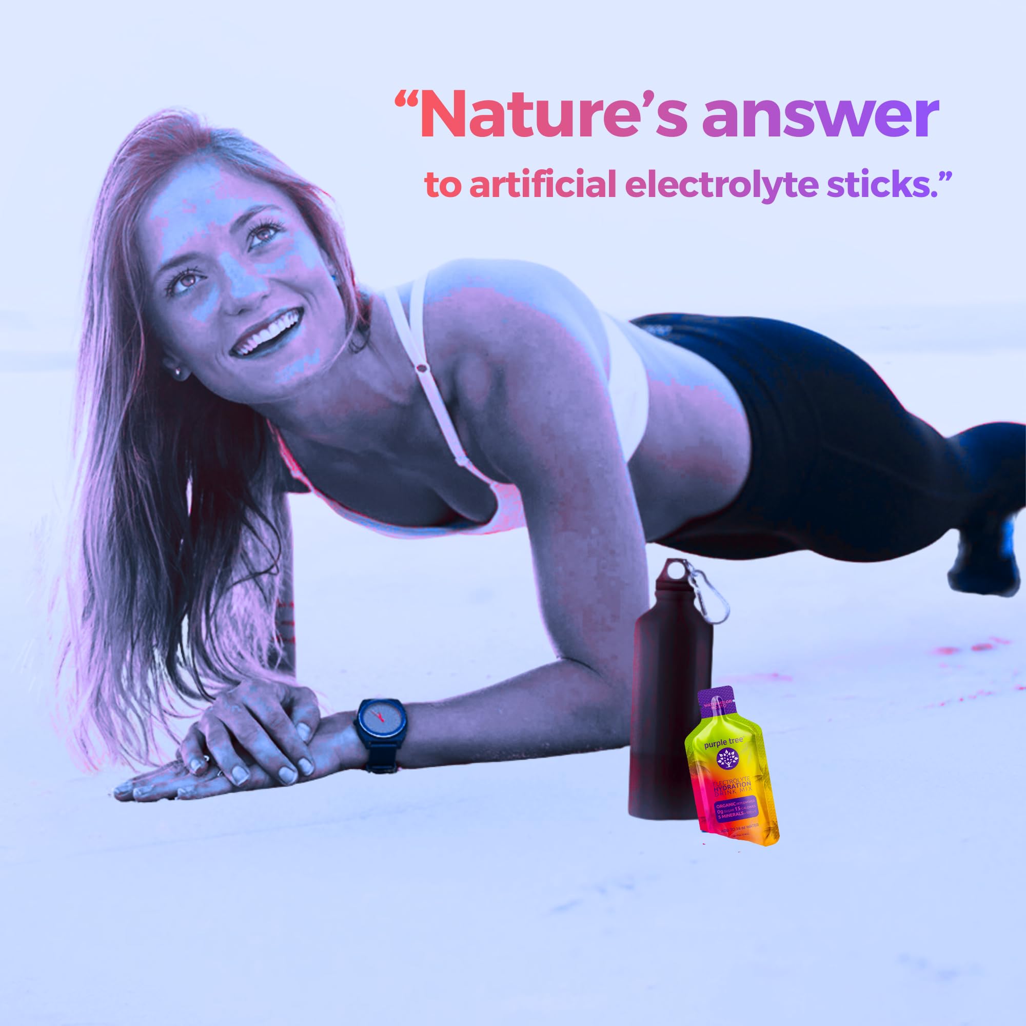 purple tree electrolyte packets glass with bubbles showing bubbly hydration