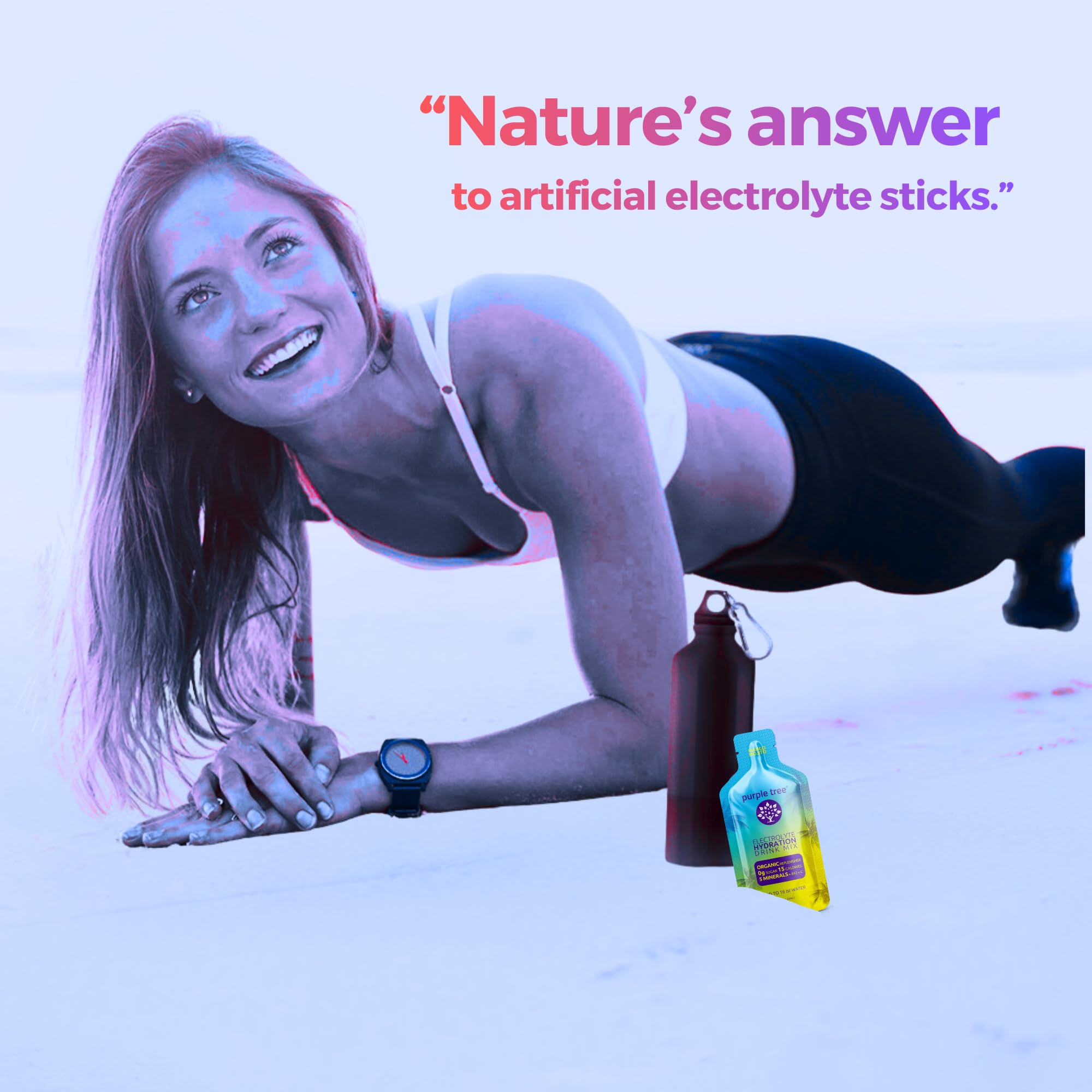 Purple Tree mineral salts dissolve in water for balanced rehydration.