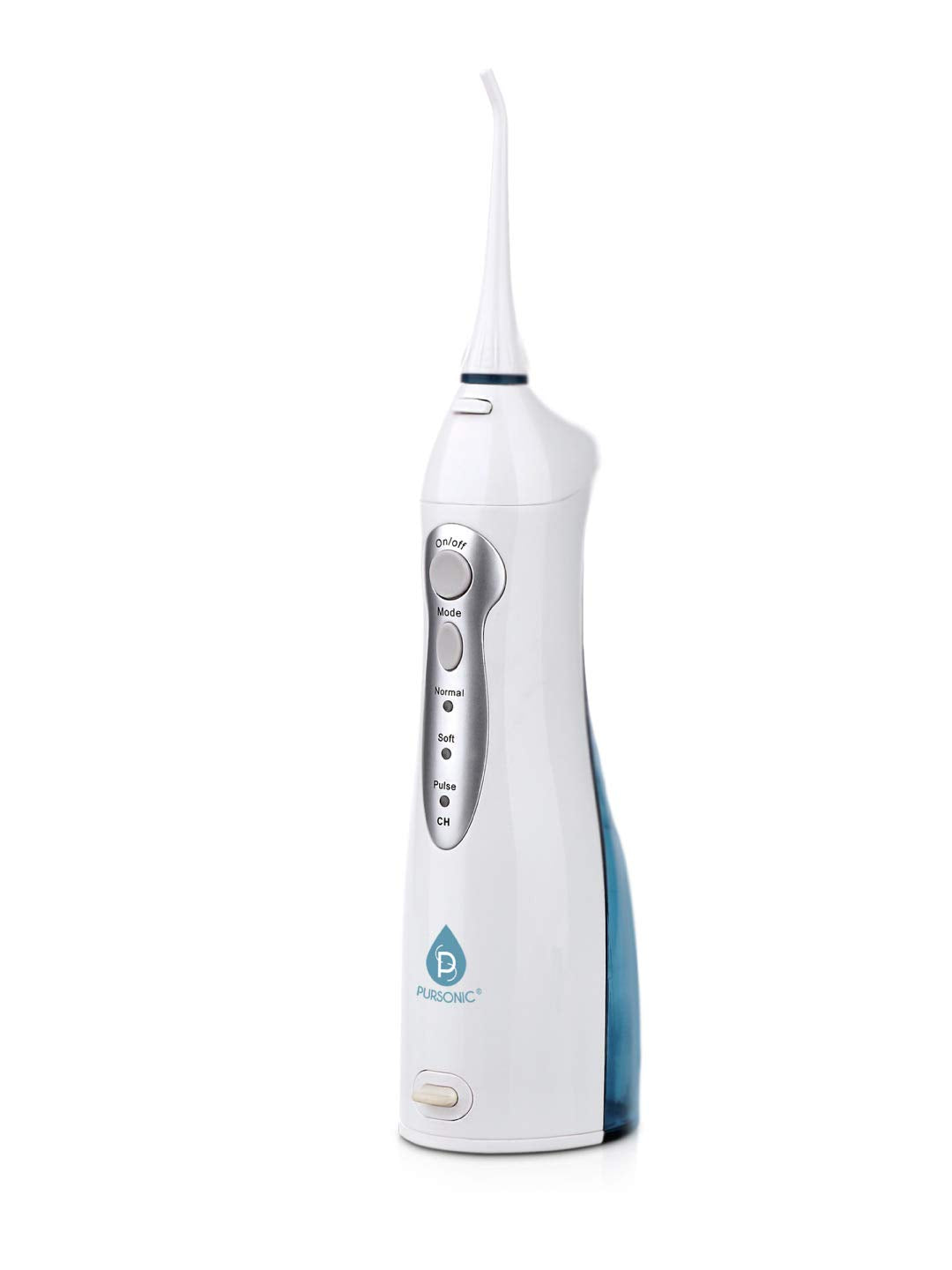 Person using Pursonic irrigator to remove plaque between teeth