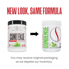 Purus Labs Condense bottle pouring for on-the-go energy before training.