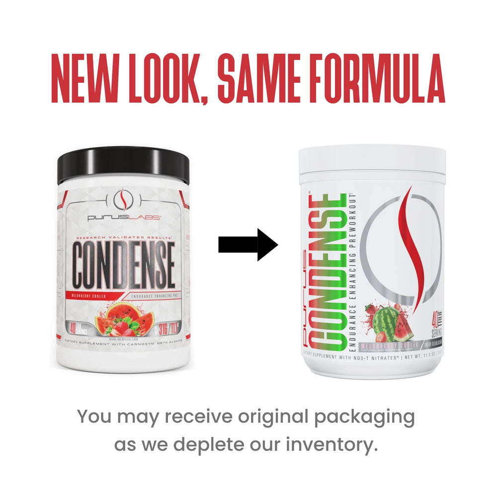 Purus Labs Condense label closeup highlights NO3-T formula and benefits