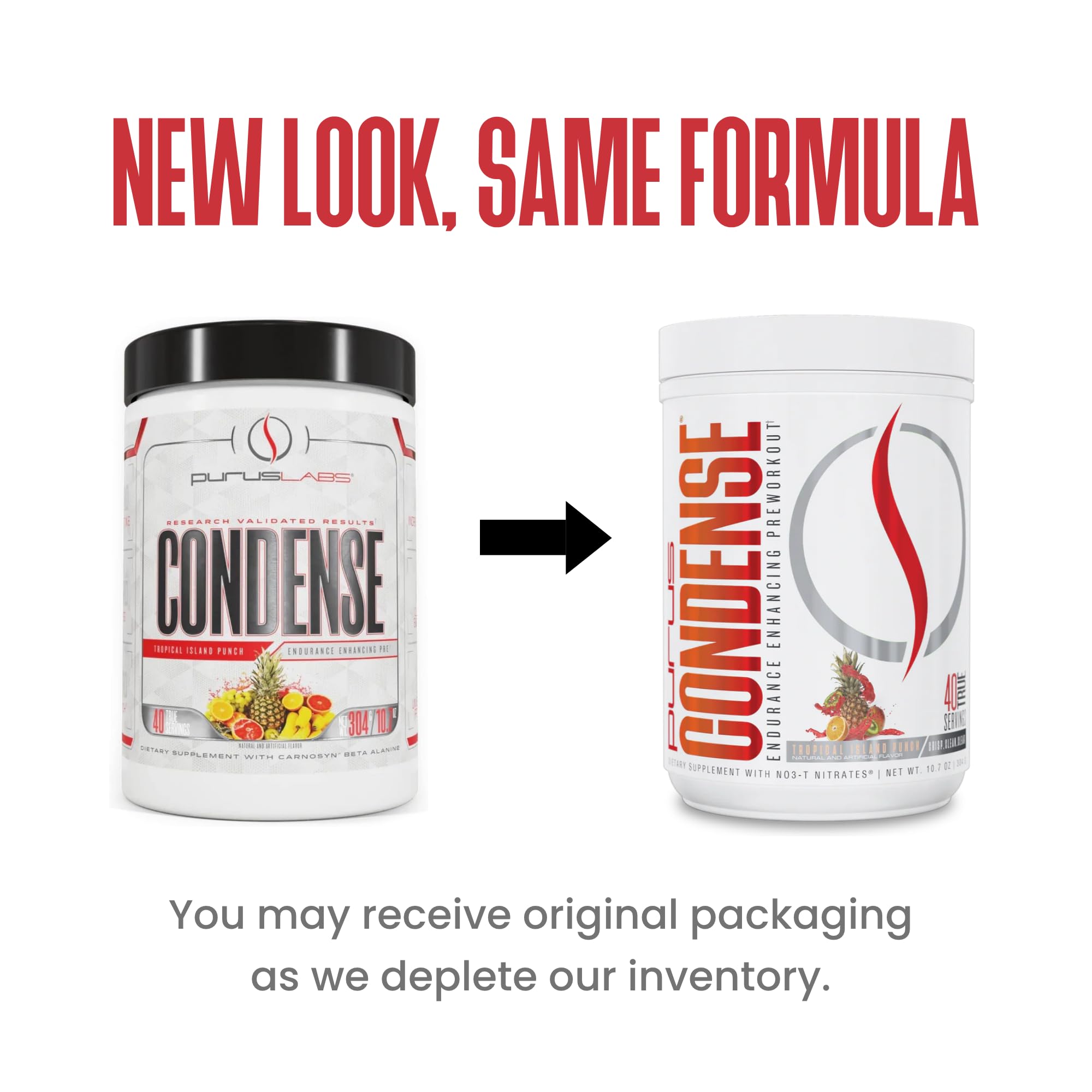 Purus Labs Condense Tropical Island Punch scoop for convenient pre-workout fueling