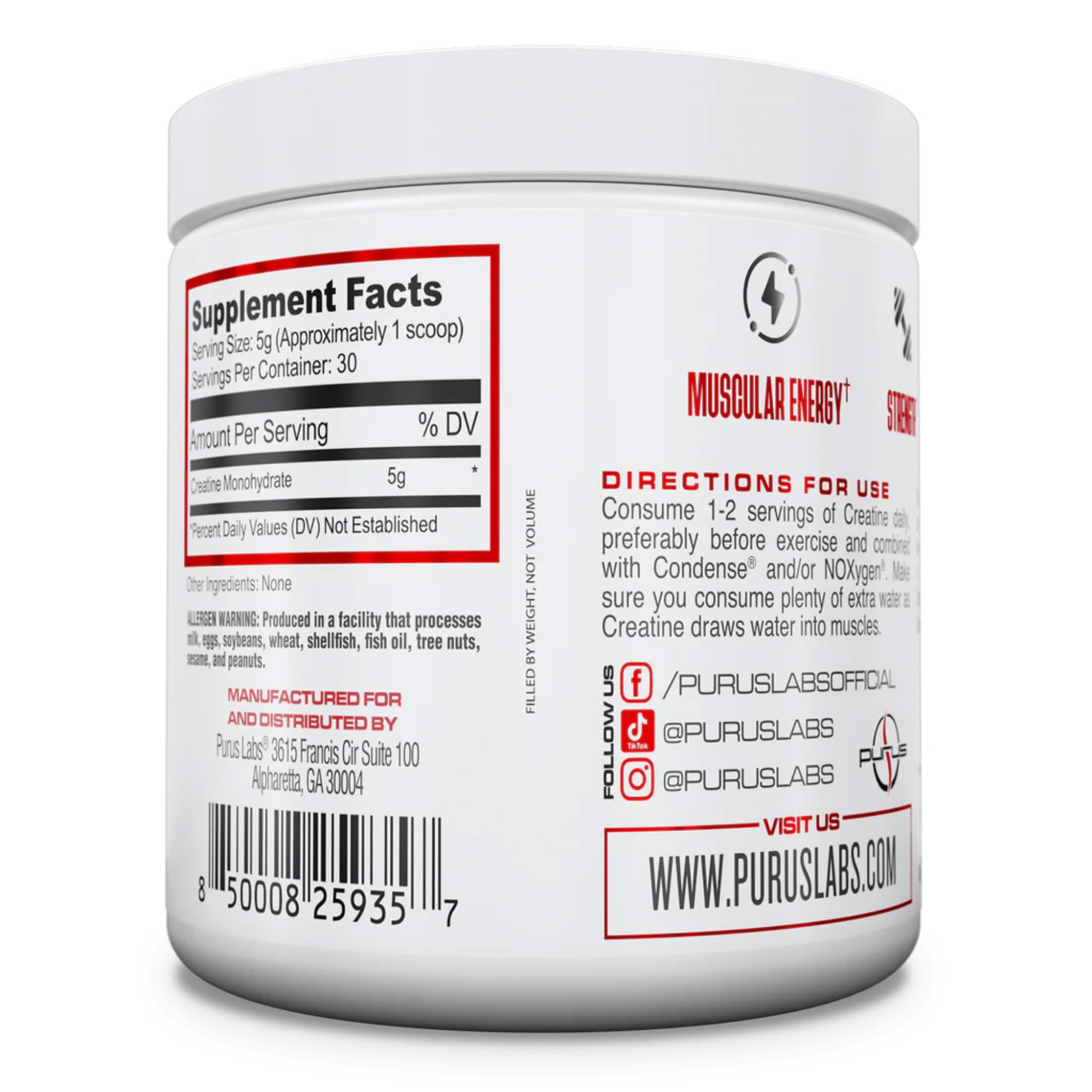 Gym setting with Purus Labs Creatine Powder on display